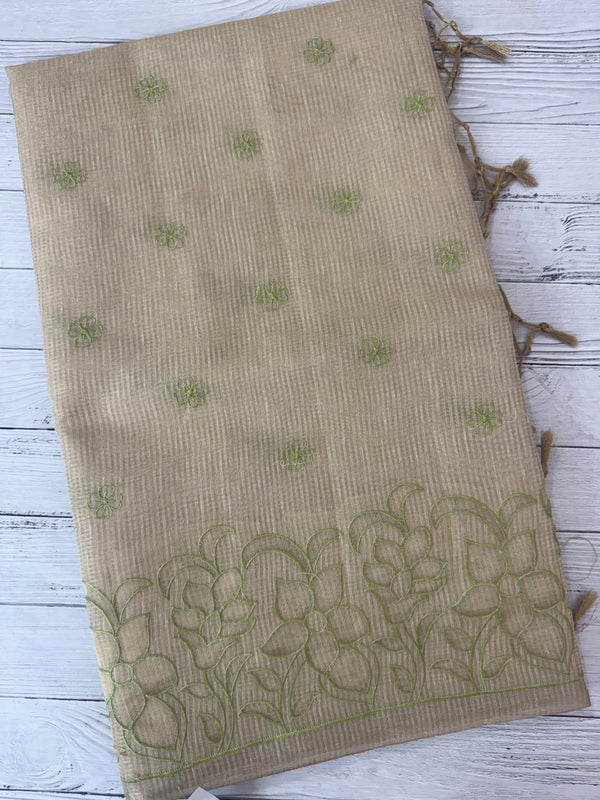 Tissue silk saree with applique work MTSS987
