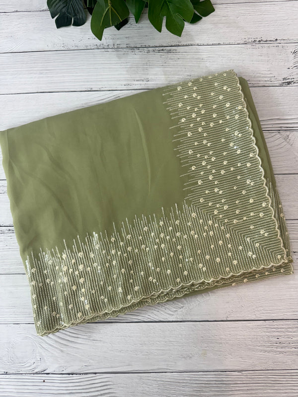 Designer georgette sarees with blouse MGS5321- DuskyGreen