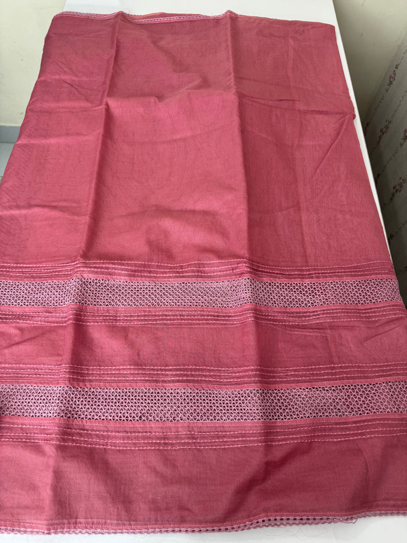 Supernet saree with crochet work and lace border MCJ5433 DarkPeach