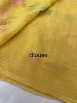 Windy Crush Organza saree with embroidery MS14764 Yellow