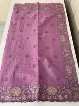 Mul chanderi tissue applique saree MSH151- LightPurple