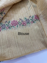 Jute Linen saree with embroidery MSH7511 - Beige