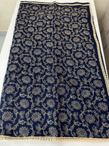 Blended tussar silk saree with embroidery- MSH158 DarkBlue