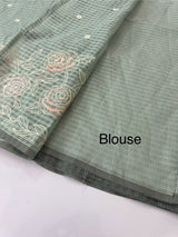 Applique and embroidery work 
 Kota Silk saree MSH118- DuksyBlueGreen