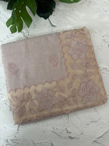 Soft Pashmina saree with organza Applique borders MSH251 - Pastel DustyMauve
