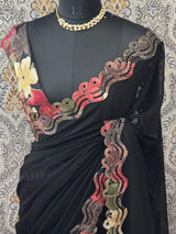 Pure Georgette saree MGS78 _ Black