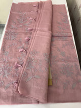 Tissue chanderi saree with applique work MSH699 - OnionPink
