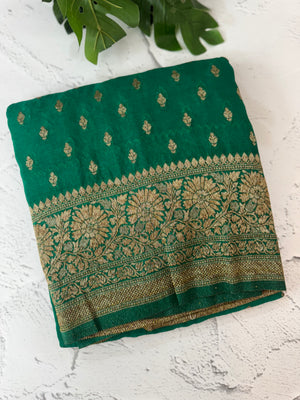 Semi banarasi Khaddi Georgette saree - MS1499 Green