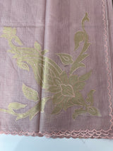 Soft tissue kota checks saree with applique work(2) - MSH5407 Pastel OnionPink