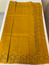 Crushed Blended tussar silk saree with embroidery- MSB7982 Mustard