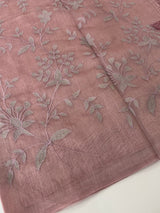 Tissue chanderi saree with applique work MSH699 - OnionPink