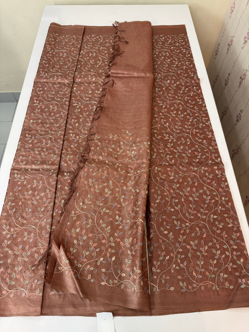 Pure desi tussar silk saree with embroidery- MTSS659 (2)