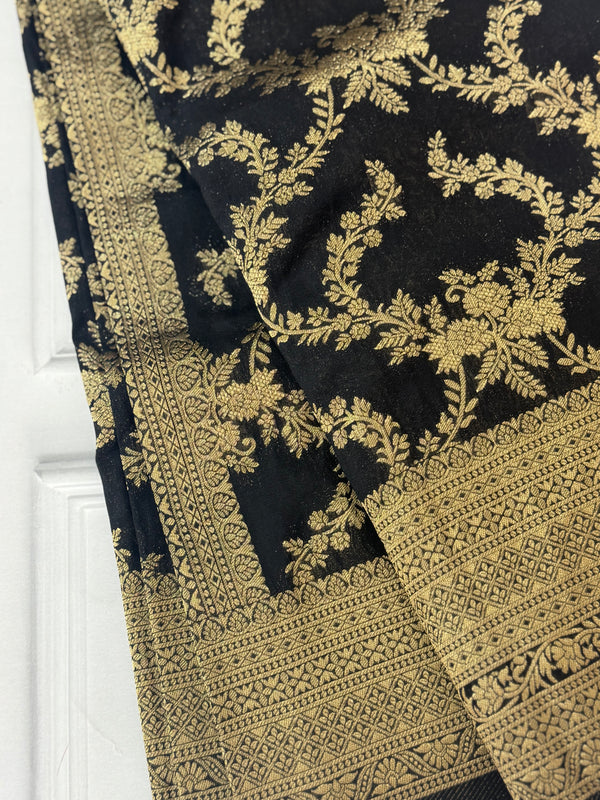 Banarasi viscose Georgette saree SEFNMRM - Black