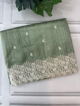 Embroidered Crepe semi tussar silk saree- MS14330 DuskyGreen