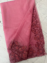 Soft Organza saree with embroidery borders - MCW786 Pink