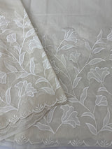 Mul chanderi applique work saree  MSH115 - Offwhite