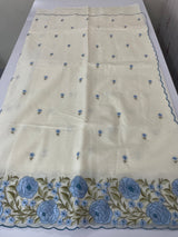Mul chanderi embriodery saree with scalloped borders MSH176