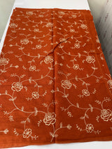 Soft kota checks saree with embroidery MSK2158 - RustOrange