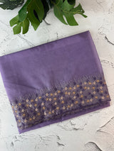 Organza saree with embroidery borders - MSH907 Purple