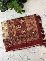 Semi Chanderi saree with hand kanta embroidery MS9899