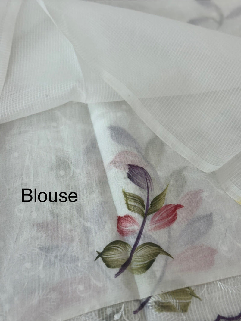 NetkKota sarees with handpainting and embroidery MS7833