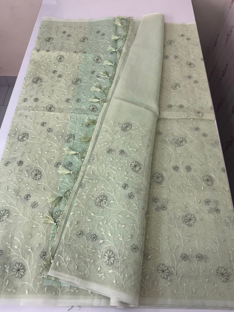 Kota silk saree with embroidery MSH199 - PastelGreen