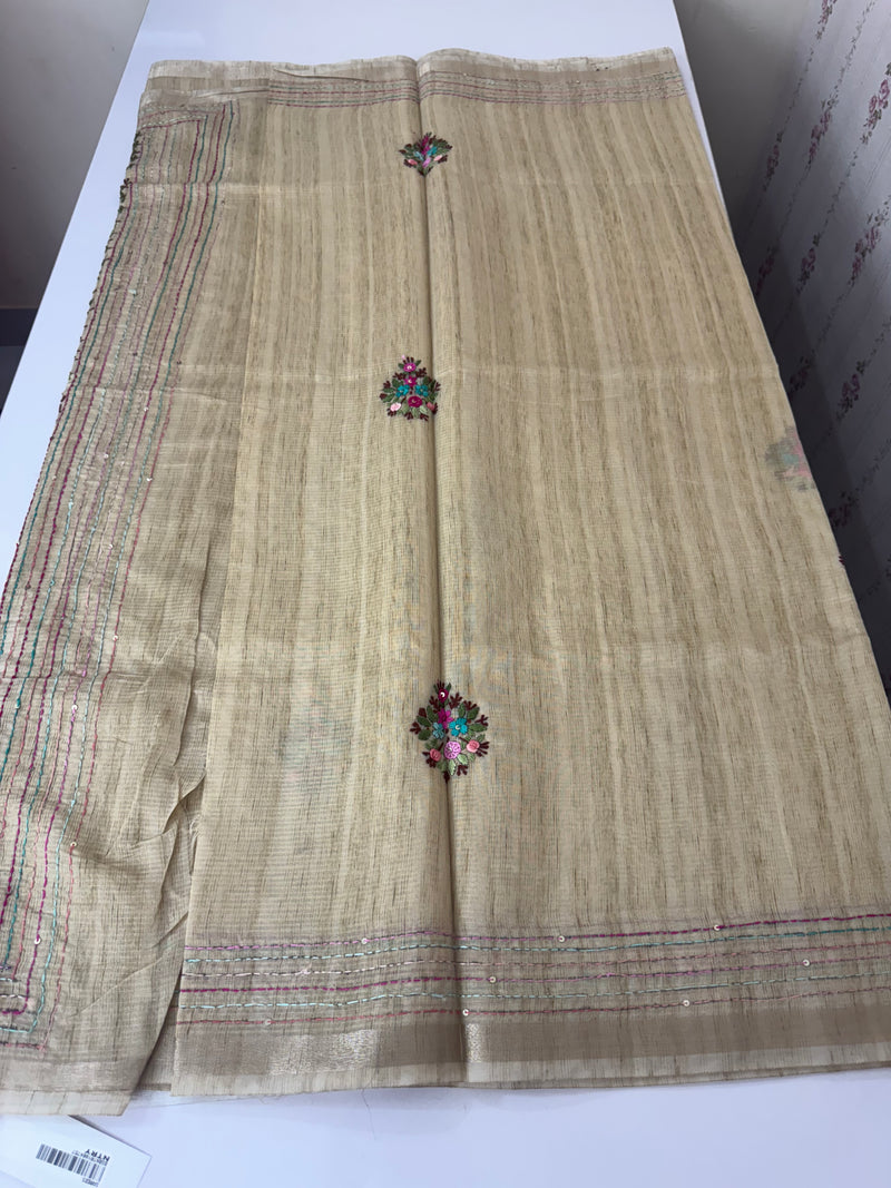 Handworked Blended tussar silk saree with handworked MS90543