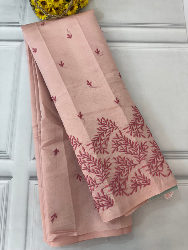 Kosa Tussar silk saree with contrast blouse - MS8177
