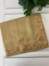 Crepe semi tussar saree with cutwork - MSS675 GoldenCream