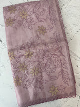 Tissue Silk applique work saree MSH120 Lilac