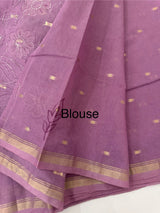 Mul chanderi applique work saree with zari buttas all over  MSH161