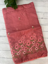 Soft kota checks saree with embroidery - SVPSNM Peach