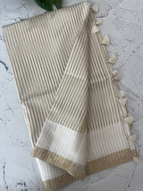 Semi chanderi saree with zari lines - MOS164
