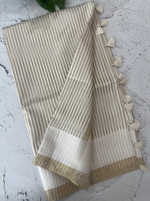 Semi chanderi saree with zari lines - MOS164