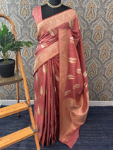 Semi banarasi Georgette saree - MSB411 DarkDuskyPeach