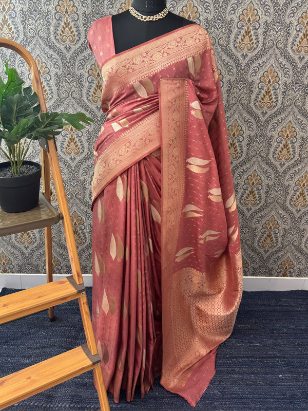 Semi banarasi Georgette saree - MSB411 DarkDuskyPeach