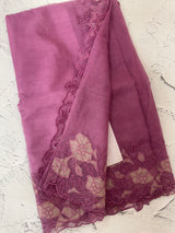Semi Organza saree with applique borders - MCW799