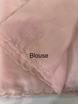 Handworked Crush Organza saree with applique work MBS676 PeachPink