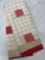 Checks semi chanderi saree  MS9871 - Red