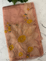 Designer Glass organza saree with applique work- MSH15195