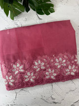 Soft organza saree with sequins cutwork borders- MCW541 - Pink