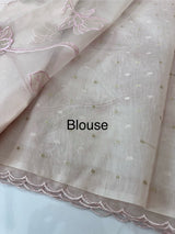 Organza saree with tissue applique work MK62 - Pastel Nude Pink