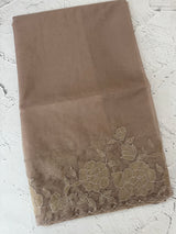 Soft organza saree with applique work - MCW543 Taupe