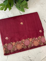 Blended tussar saree with cutwork border- MSHK695