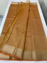 Tissue silk saree with border MS9453 PeachOrange