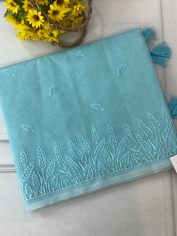 Kota silk embroidery saree MS8890 LightBlue