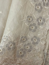 Crushed Matka Blended Tussar silk saree with embroidery MS4890- Cream