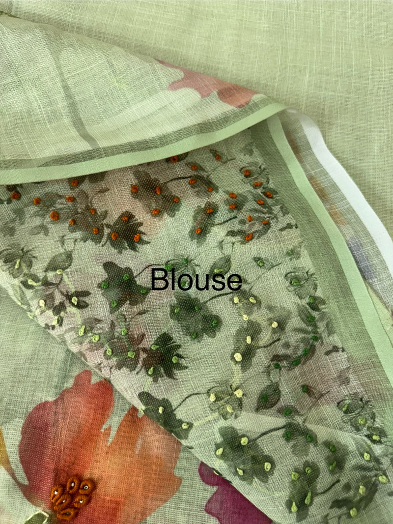 Handworked Tissue linen saree MS88651