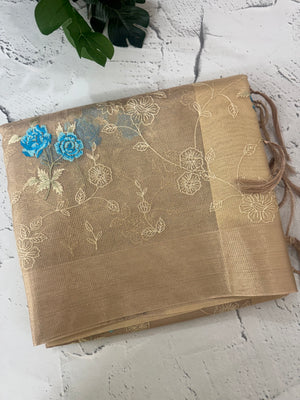 Tissue silk saree with embroidery MSH236