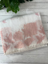 Tissue mix soft silk saree with applique work MTSS5432 White to Peach